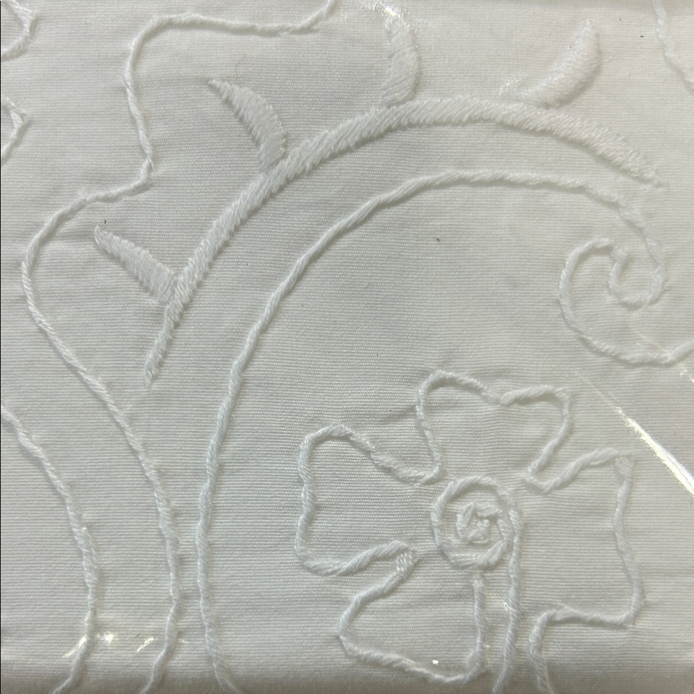 White Embroidered Percale Queen Sheet Set - Picture 3 of 8